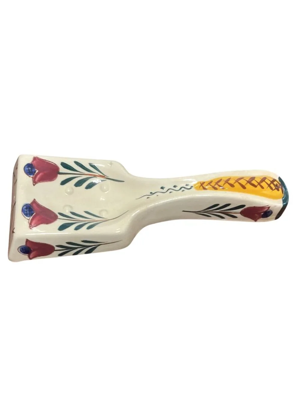 Vtg Hand Painted Ceramic Spoon Rest With Tulip Design Made In Japan 8